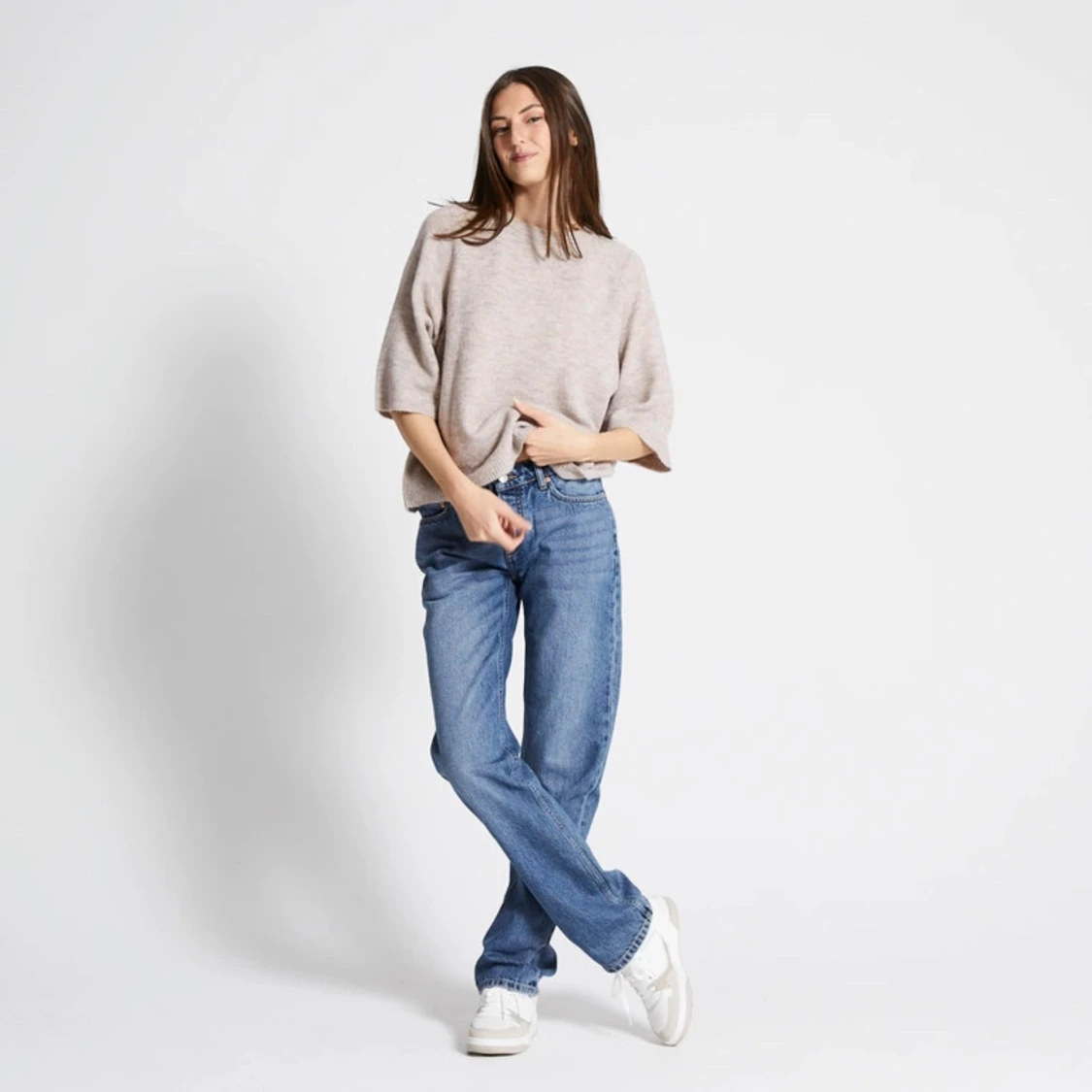 Beige stickad tröja - 92