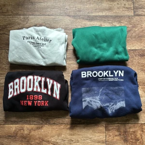 Fyra sweatshirts - Säljer alla fyra för 100kr, annars 30kr/styck. Den vita är från h&m och de andra tre från shein, alla i storlek S. Skriv om du har några frågor!❤️