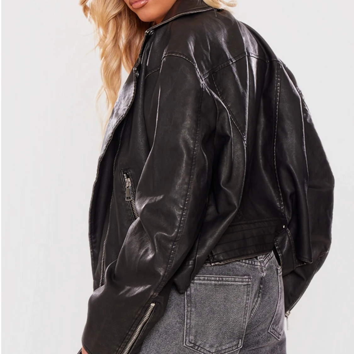 faux leather oversized jacket - 92