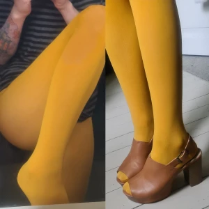 Färgade strumpbyxor senapsgula S - Nyskick. Tjockare, nästan opaka.  Lite mindre i storlek pga tjockleken, uppskattad storlek.