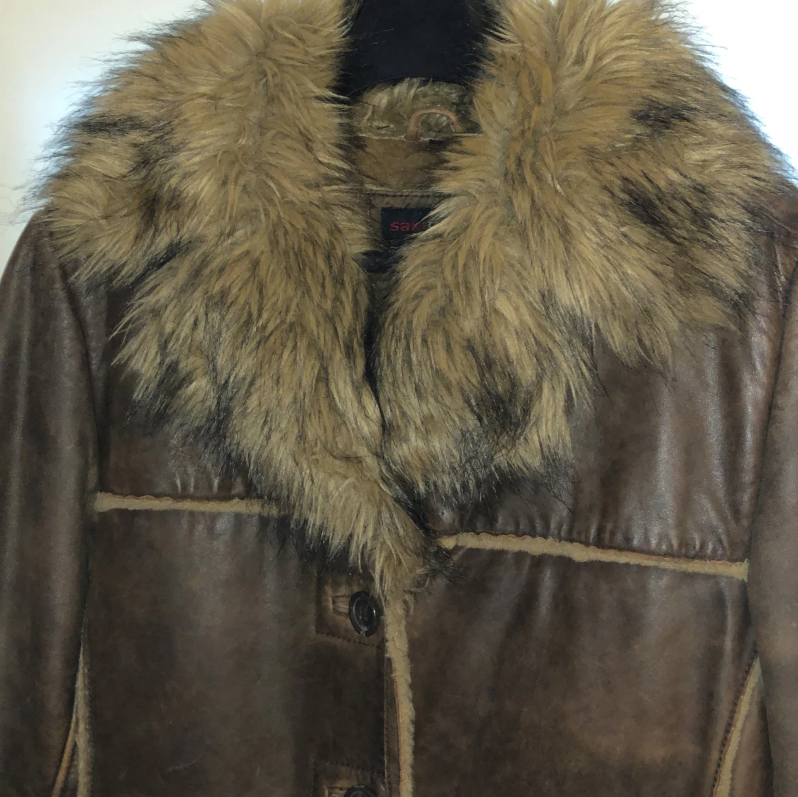 Äkta skinnjacka med fuskpäls - 90