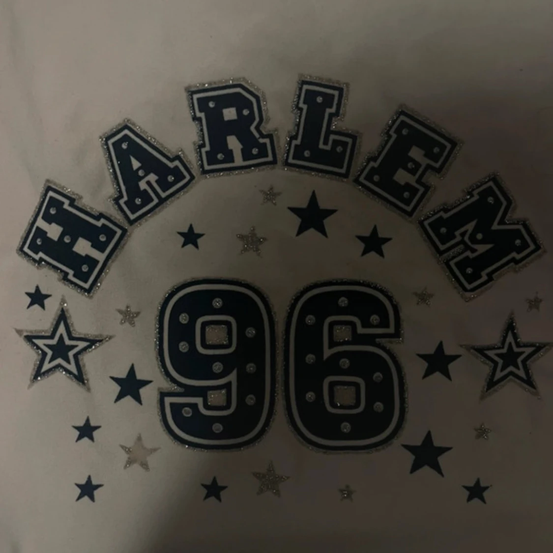 Vintage Vit Och Navy Glitter Blus - 91