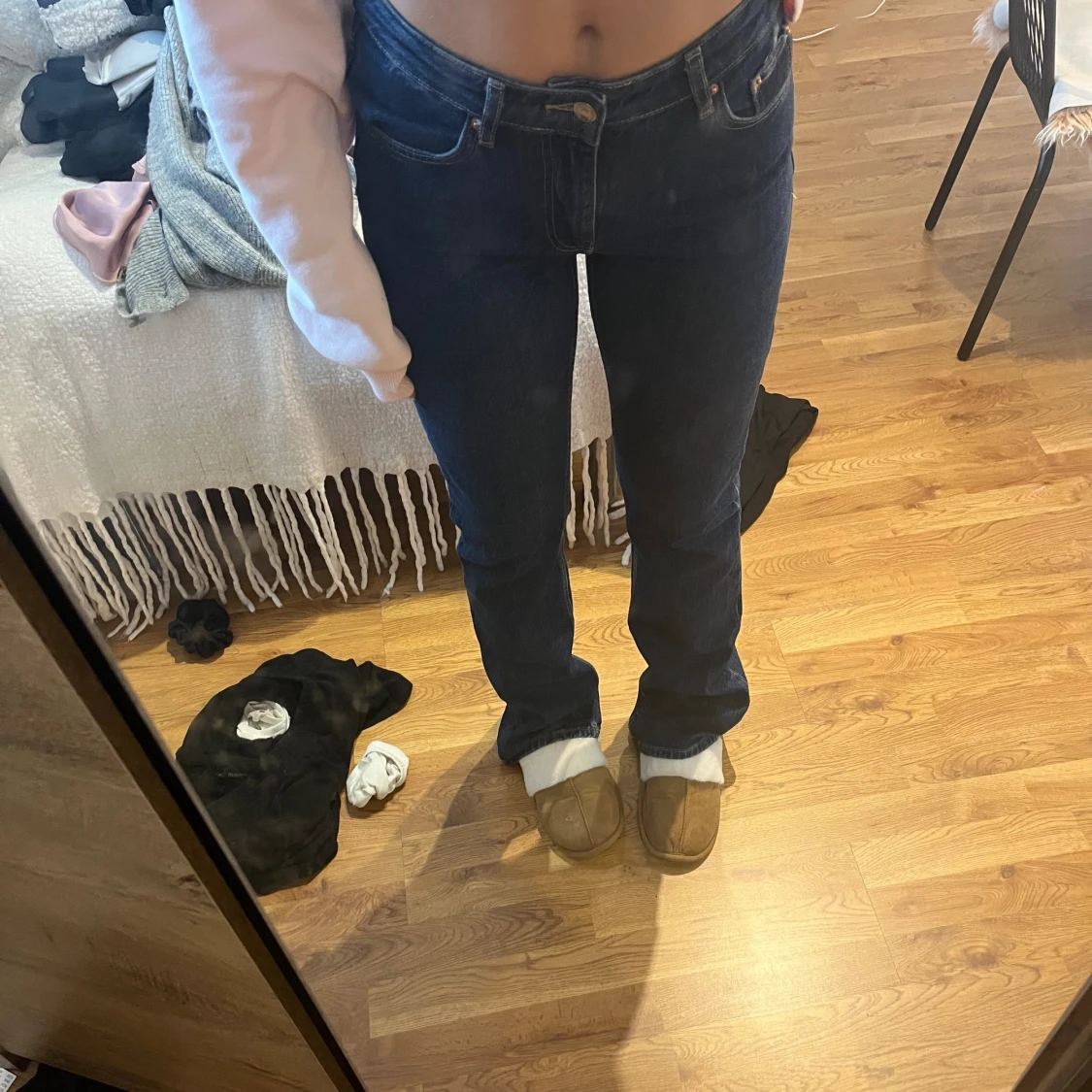 Blåa bootcut jeans  - 92