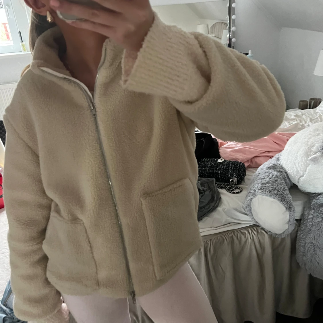Beige teddyjacka - 91
