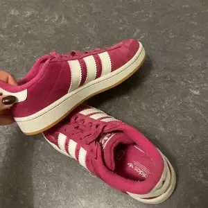 Riktigt snygga adidas campus 00 i färgen fushia. Knappt använda och precis som nya! Har normalt 36 i skor, dessa är 35 men passar bra ändå. 