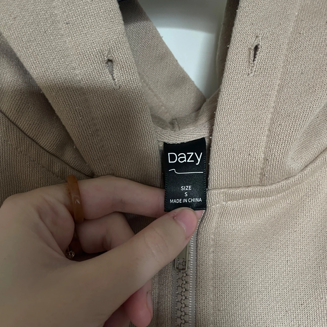 Beige Zip Up Hoodie  - 91