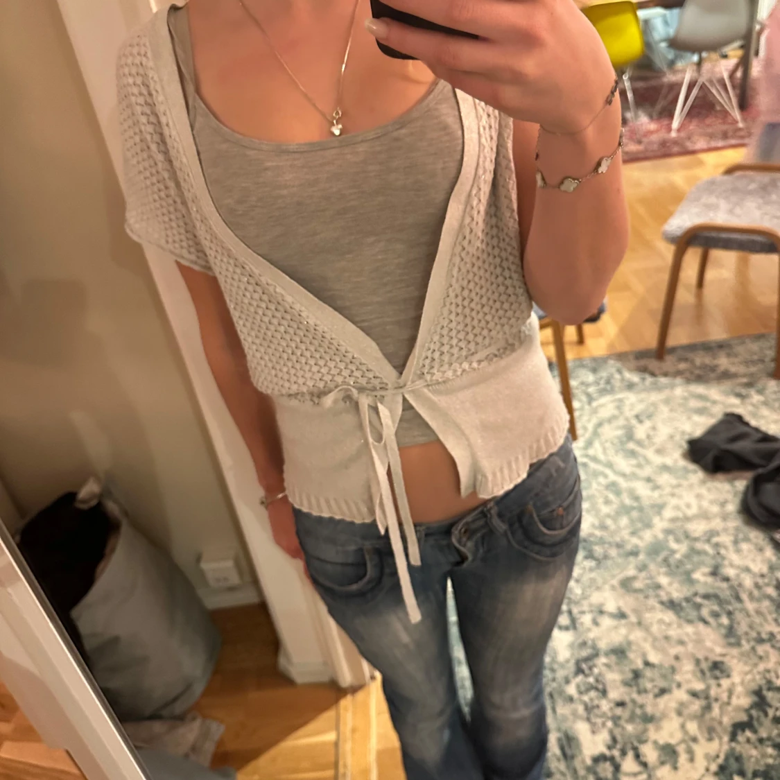 Grå glittrig kofta från Vero Moda