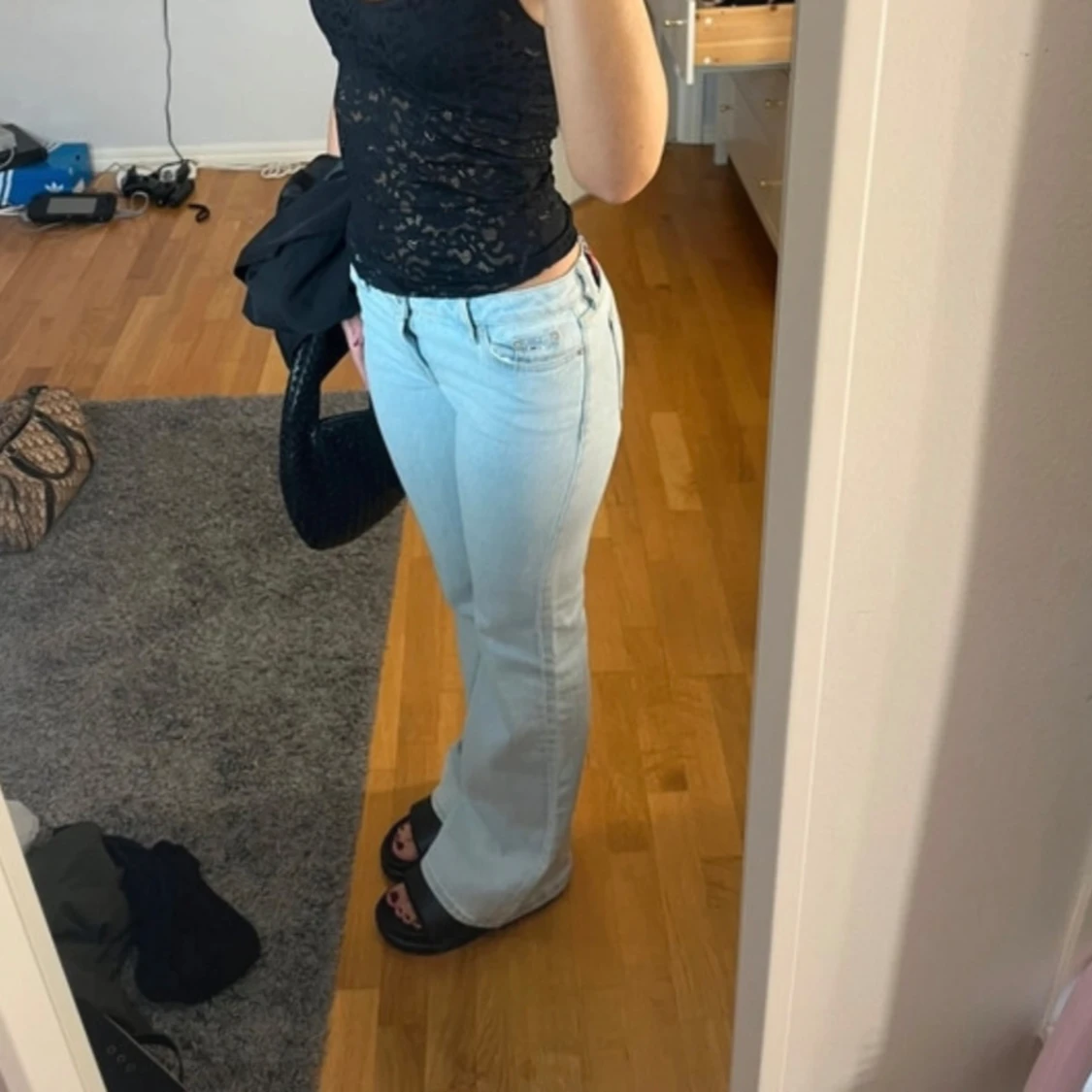 Lågmidjade ljusblå jeans  - 90