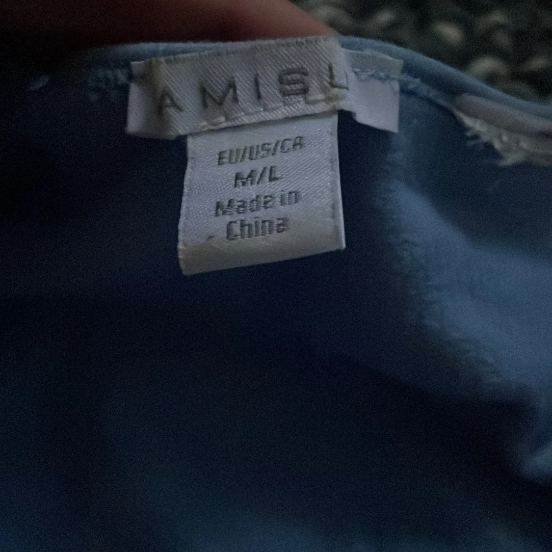 Blå ribbad topp, lång ärmad - 2