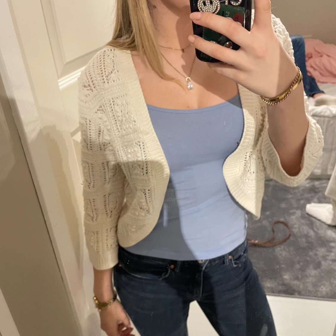 Vit stickad kofta från Lindex - 1
