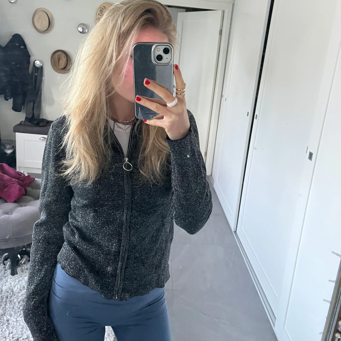 Svart glittrig kofta med dragkedja🖤 - 90