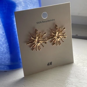 Guldiga örhängen från H&M - Snygga guldiga örhängen från H&M, tillverkade av 100% återvunnet zink. De har en cool, strålande design som verkligen fångar ögat. Perfekta för att ge lite extra bling till din outfit!