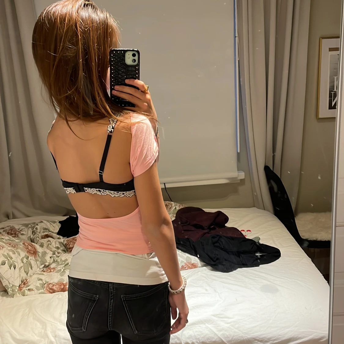 Rosa kortärmad topp - 90