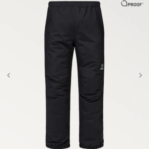 Svarta byxor från Haglöfs - Säljer ett par svarta byxor från Haglöfs. De är perfekta för utomhusaktiviteter med sitt vattentäta material och elastiska midja. Byxorna har en enkel design med resår vid bensluten för extra komfort. Perfekta för höst- och vinterväder! Nypris 900kr🖤