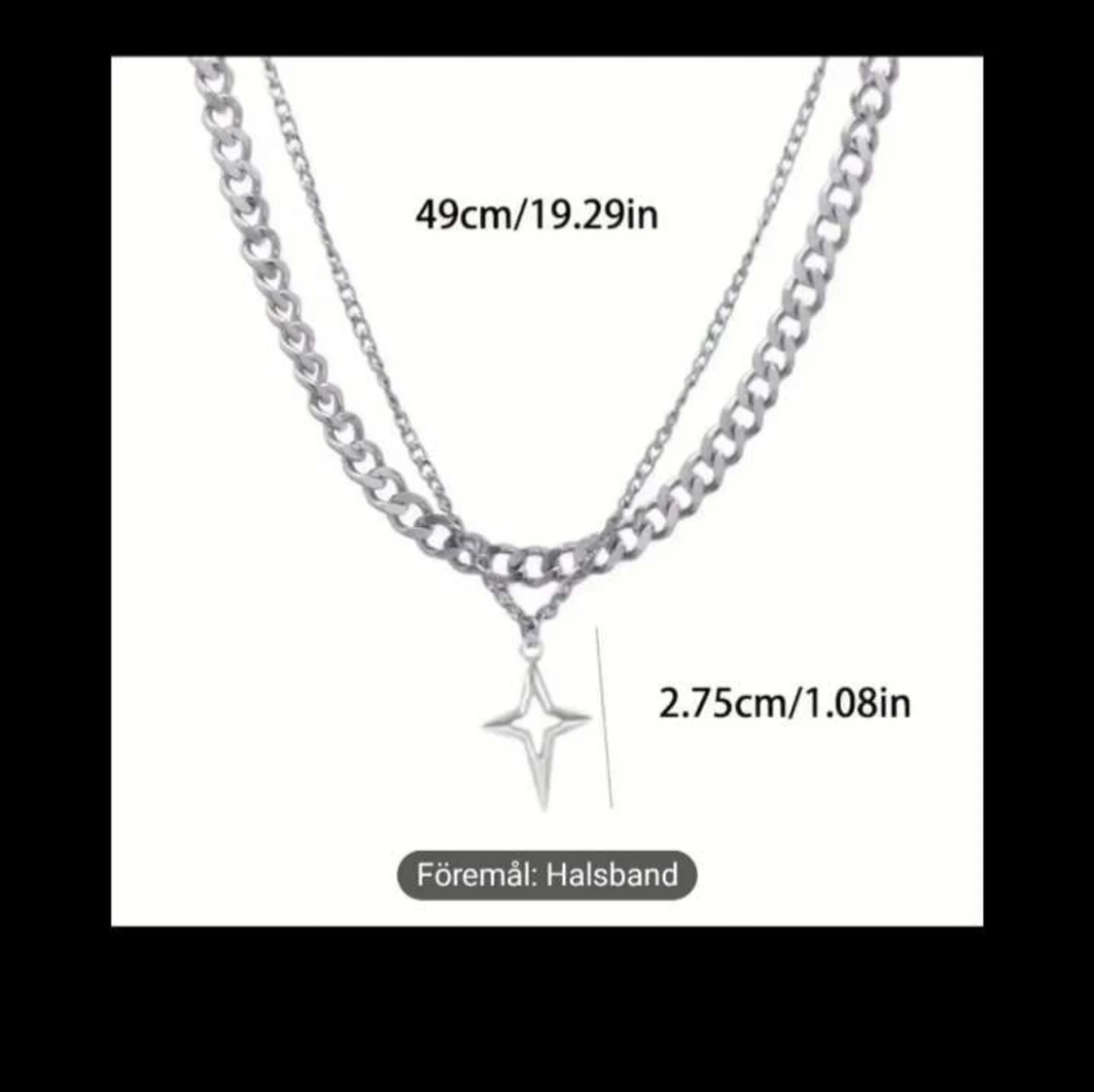 Silverfärgad halskedja med stjärnhänge - 93
