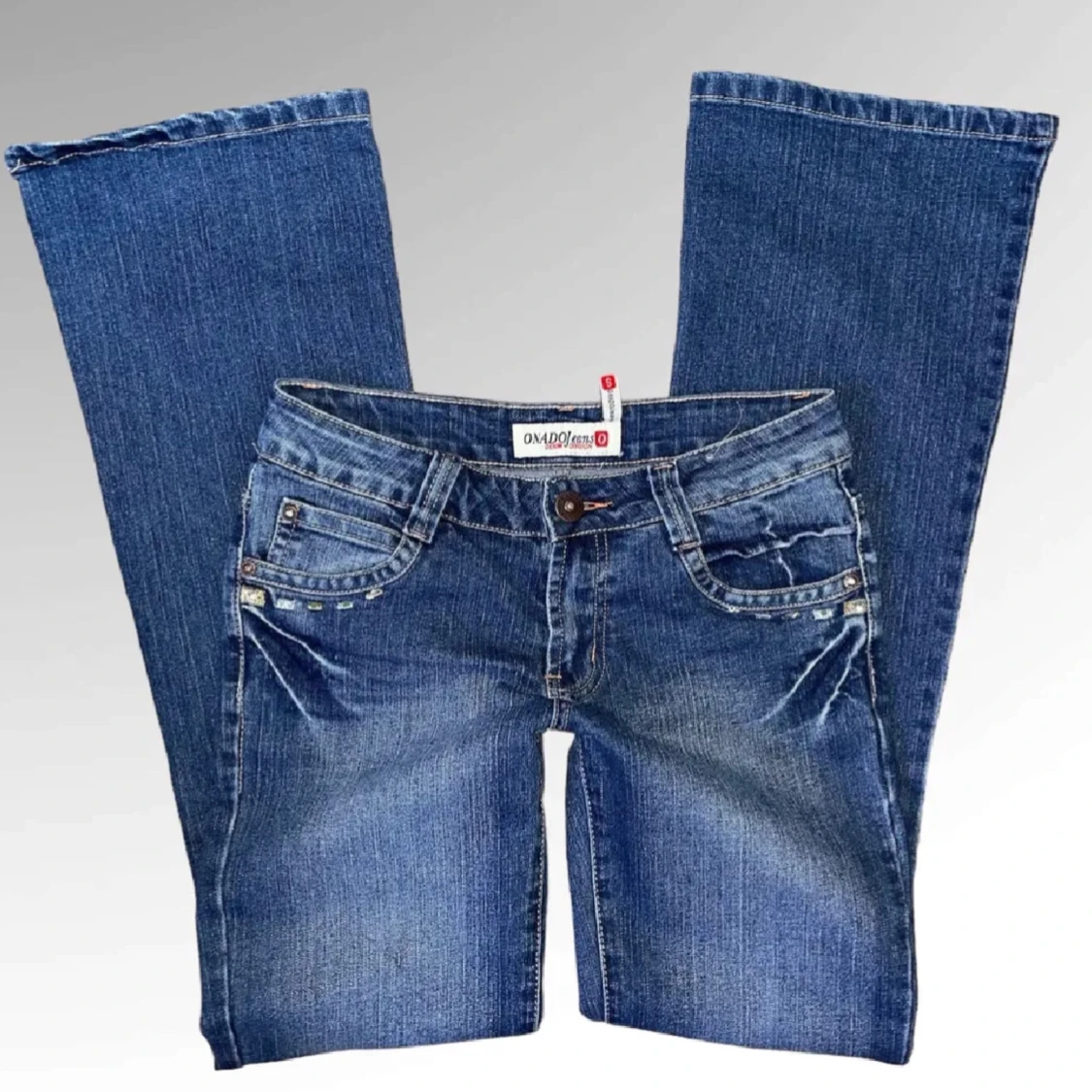 Blå bootcut jeans lågmidja - 3