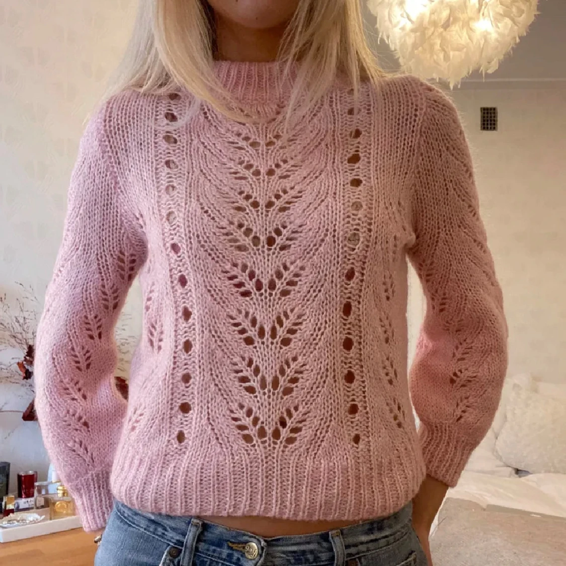 Rosa stickad tröja
