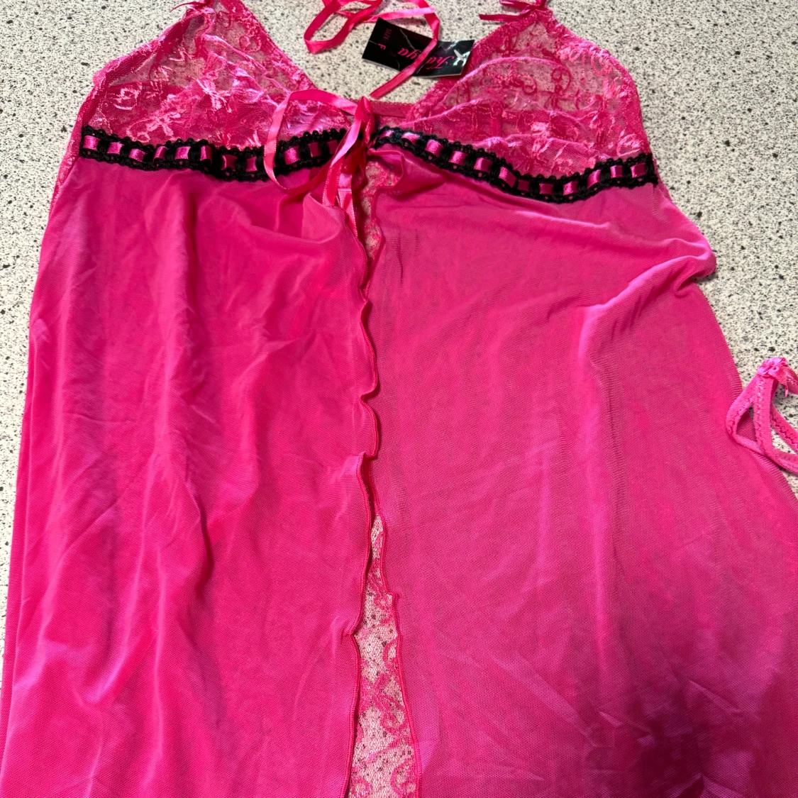 Rosa nattlinne med trosor set - 1