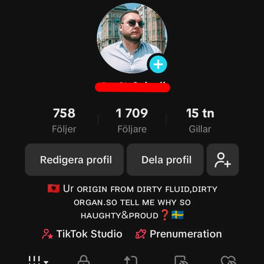 Level 28 (aprox 4.700€ inv.) ✅Level 💎28 Badge! (påkostad ca 4.700€) ✅Live Access ✅Tiktok Studio ✅Followers: 1709 ✅Aldrig bannad/restricted/reported. Övrigt.