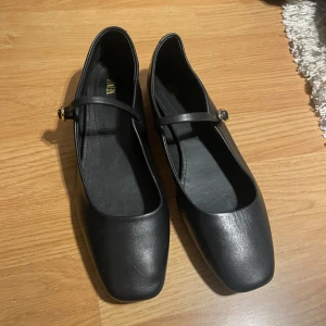 Ballerina  - Svarta snygga ballerina skor i storlek 38 med guldspänne från Zara. Endast använda en gång. Köpte för 500kr men säljer för 320. 