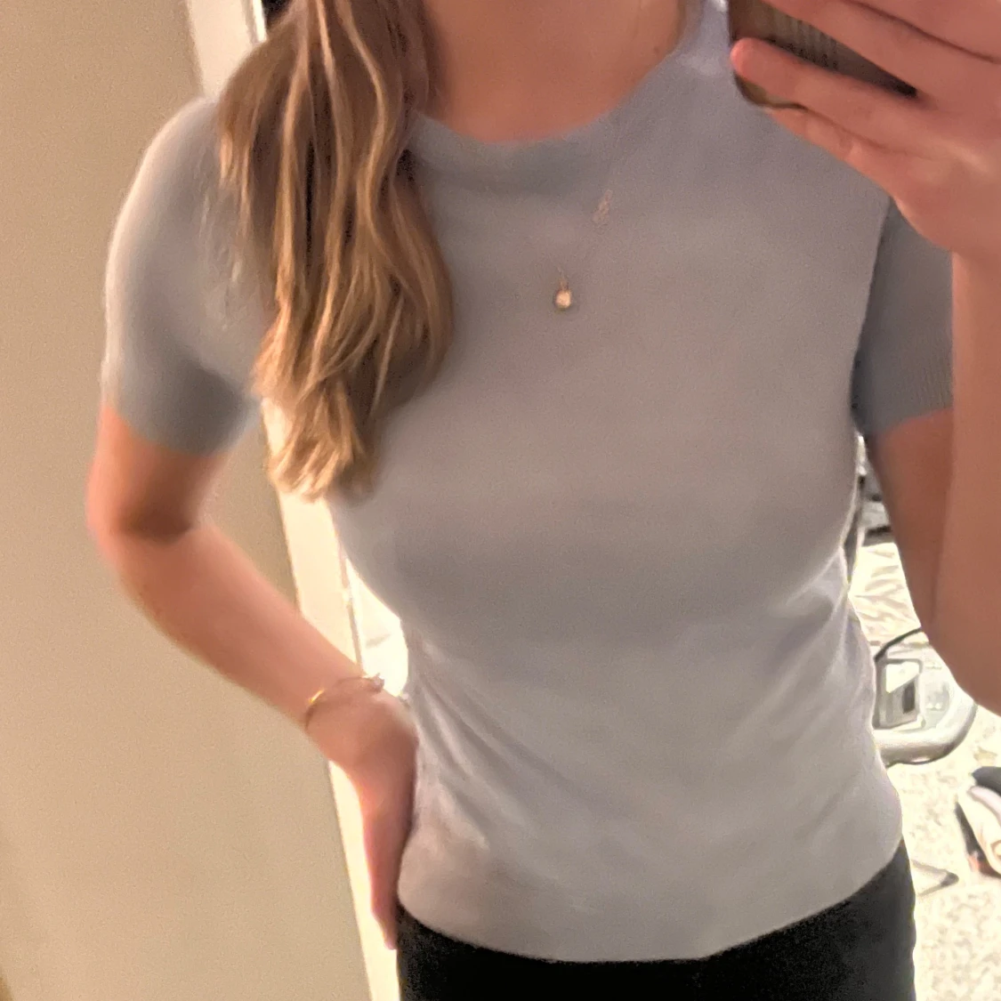 Ljusblå kortärmad topp från Massimo Dutti - 3