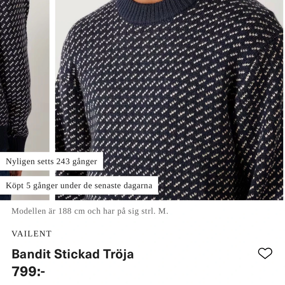 Svart och vit stickad tröja från Vailent - 4