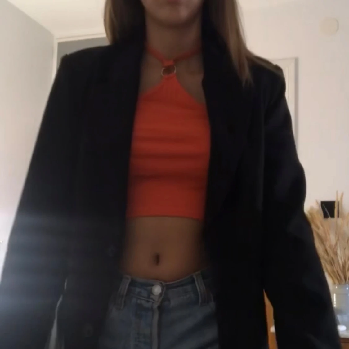 Orange ribbad topp - 1