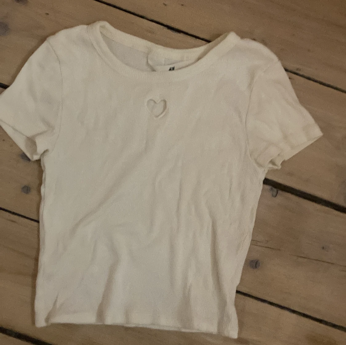 Vit ribbad topp från H&M