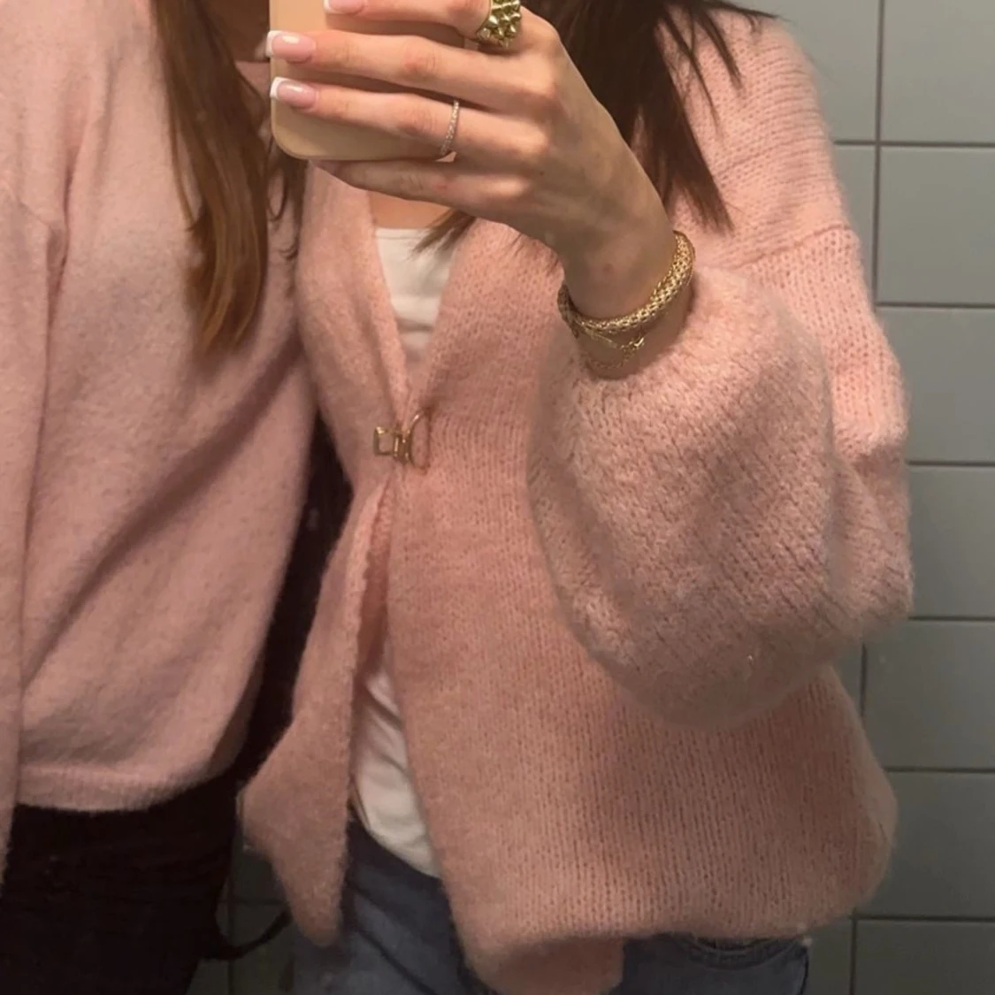 Rosa stickad kofta från Lindex  - 1