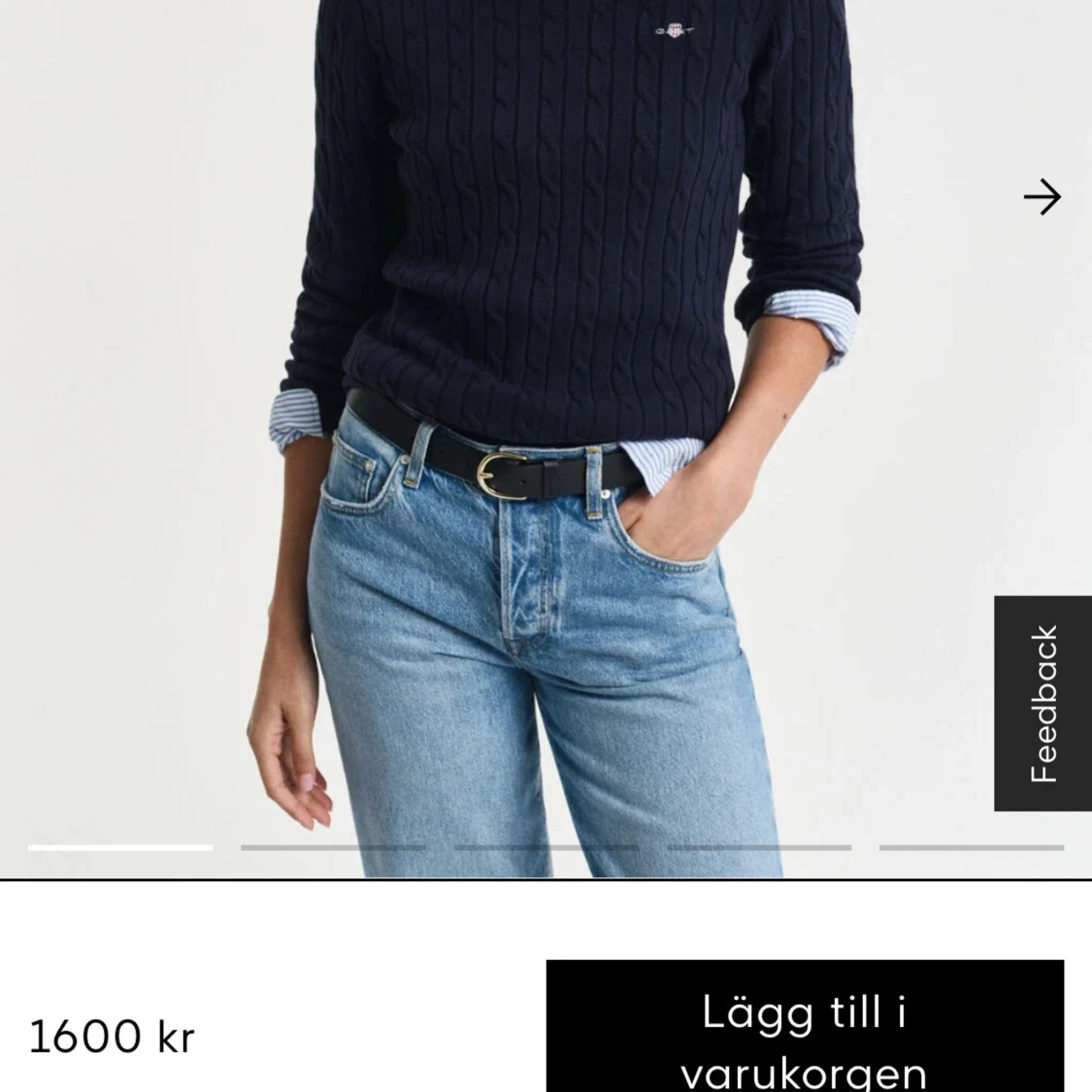 Mörkblå kabelstickad tröja från GANT - 2