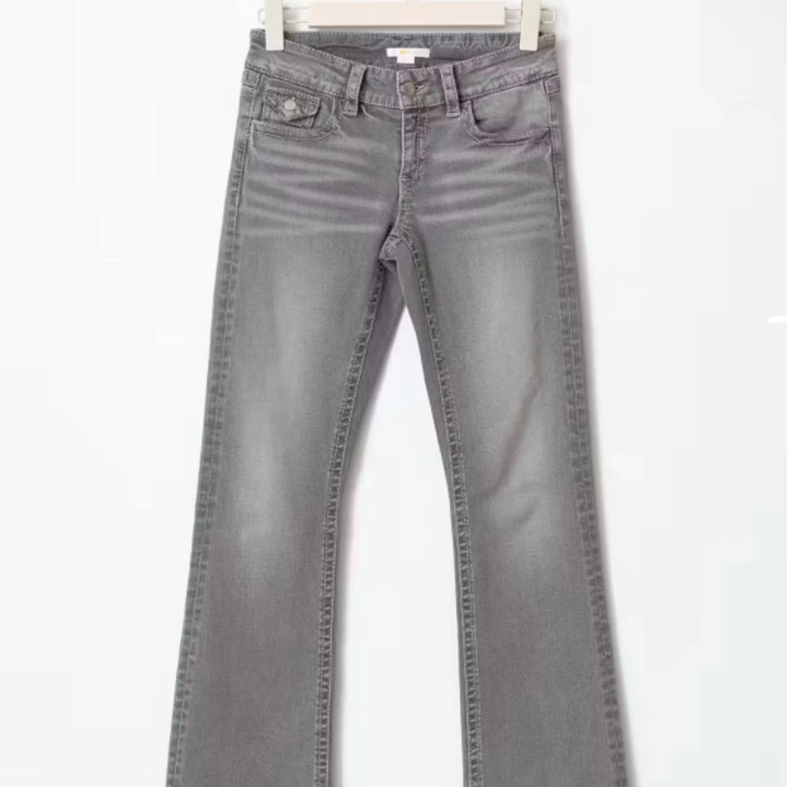 Grå gina tricot bootcut jeans - 1