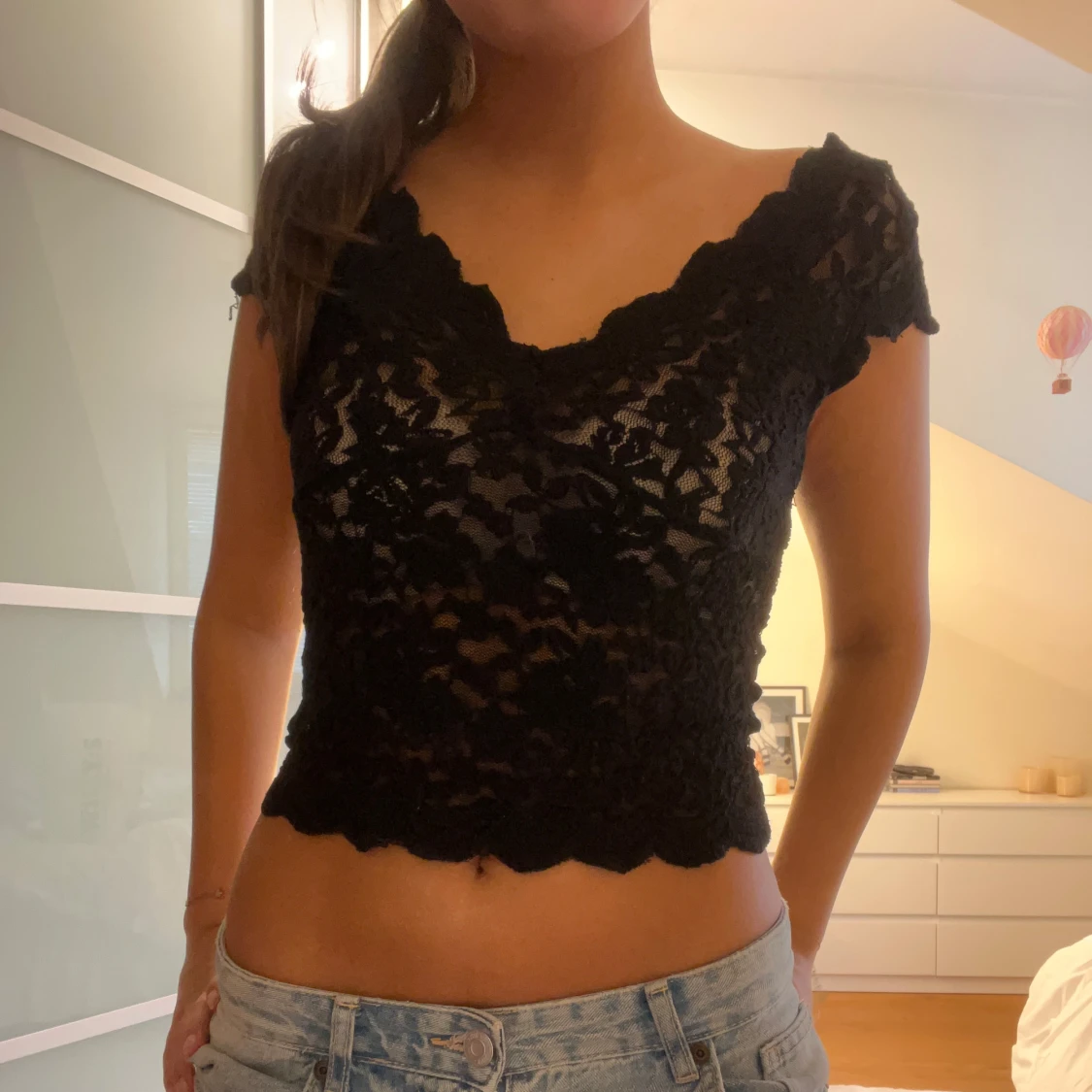 Svart spets topp - 1