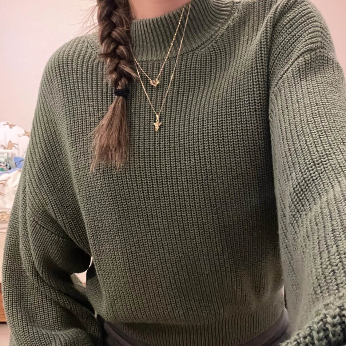 Grön stickad tröja