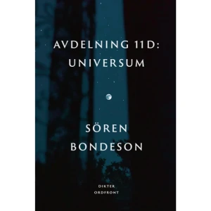Avdelning 11 D : universum (bok, danskt band) - Augustprisnominerade Sören Bondesons nya diktsamling är äntligen här! Den utspelar sig på ett äldreboende där livets förgänglighet men också dess evighet syns allra klarast. Bondesons lära om evig­heten kan tyckas hopplös men kanske finns det något tryggt i det faktum att inget någonsin tar slut.    Format Danskt band   Omfång 132 sidor   Språk Svenska   Förlag Ordfront förlag   Utgivningsdatum 2021-05-14   Medverkande Eva Jais-Nielsen   ISBN 9789177751625  