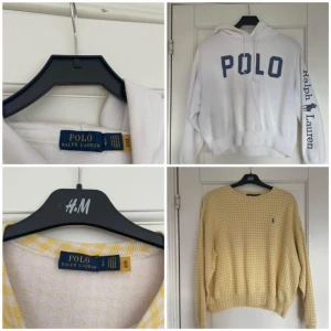 Vit hoodie och gul tröja från Ralph Lauren - Säljer två Ralp Lauren tröjor som är för små              Gul tröja: storlek S                                                    Vit hoodie: storlek S