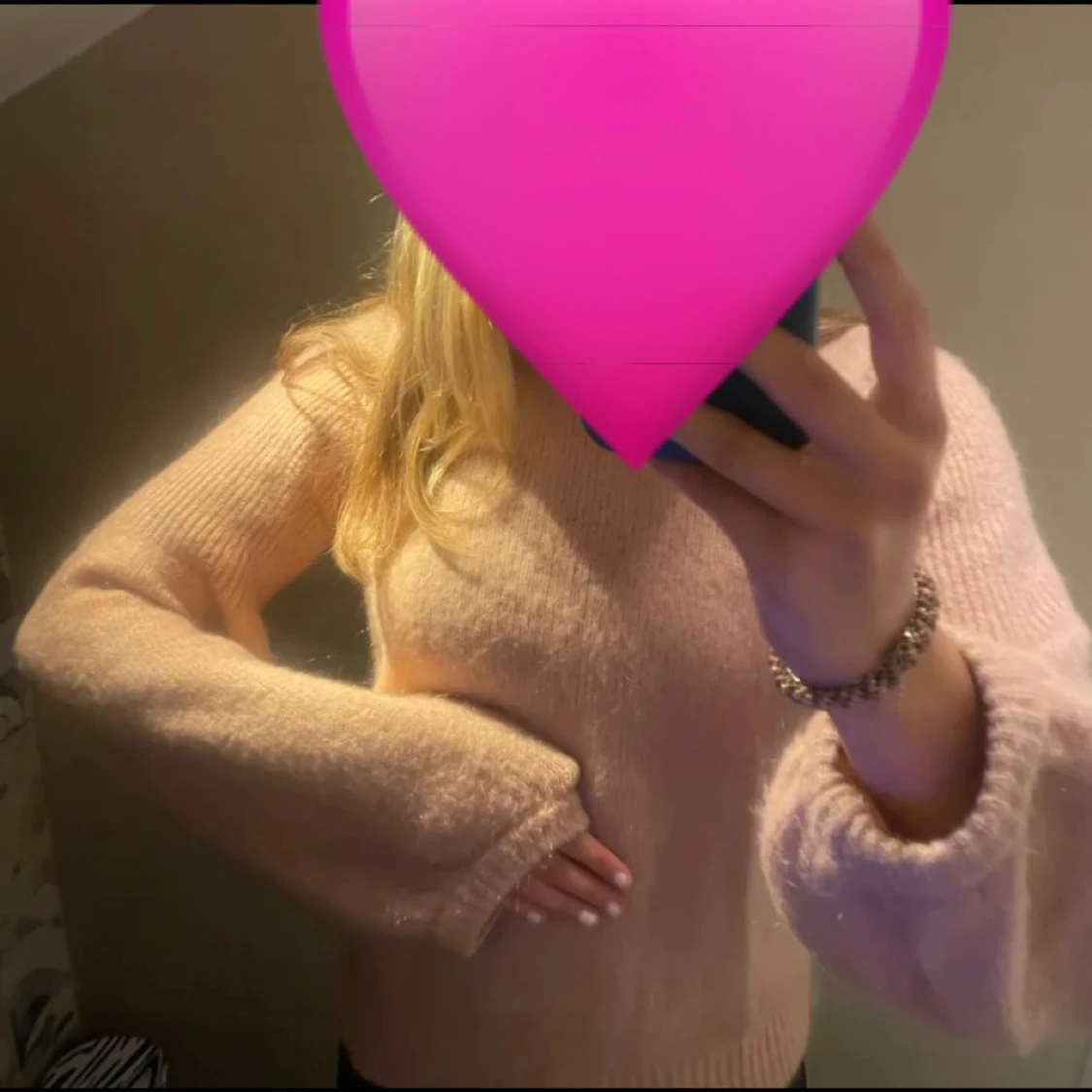 Stickad rosa tröja - 90