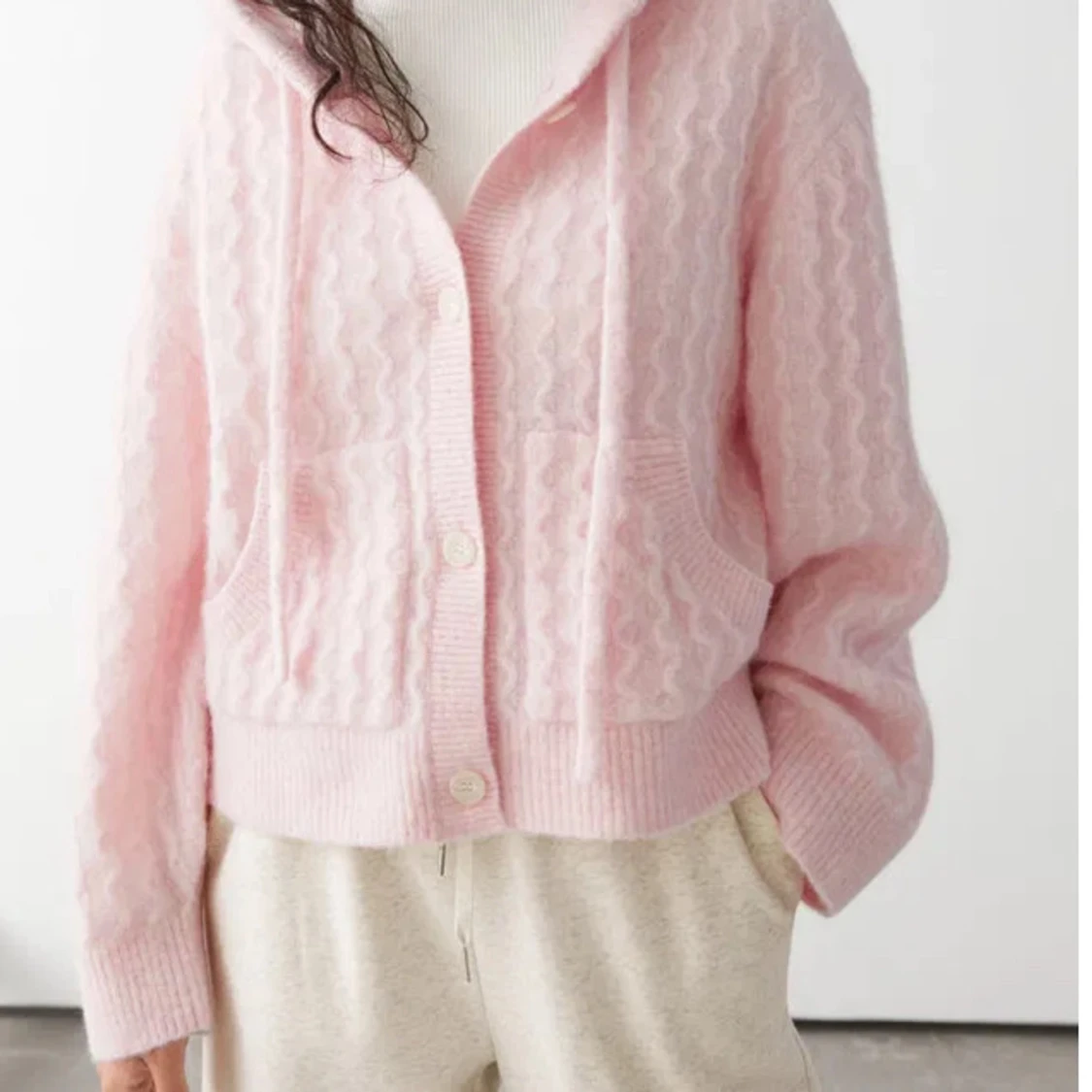 Oversized stickad hoodie - 90