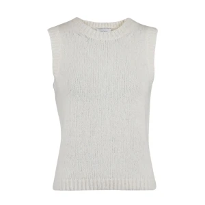 Vit stickad väst - Säljer en superfin off white stickad väst som är perfekt för lager-på-lager-stilen. Den är ärmlös med en ribbad kant vid halsen och nederkanten. Storlek small från Neo noir, använd 1 gång.