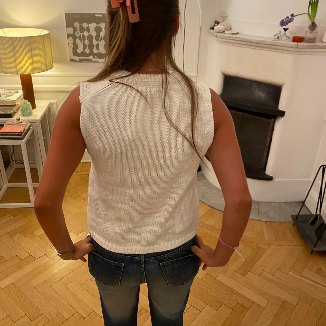 Vit stickad topp💘 - 90