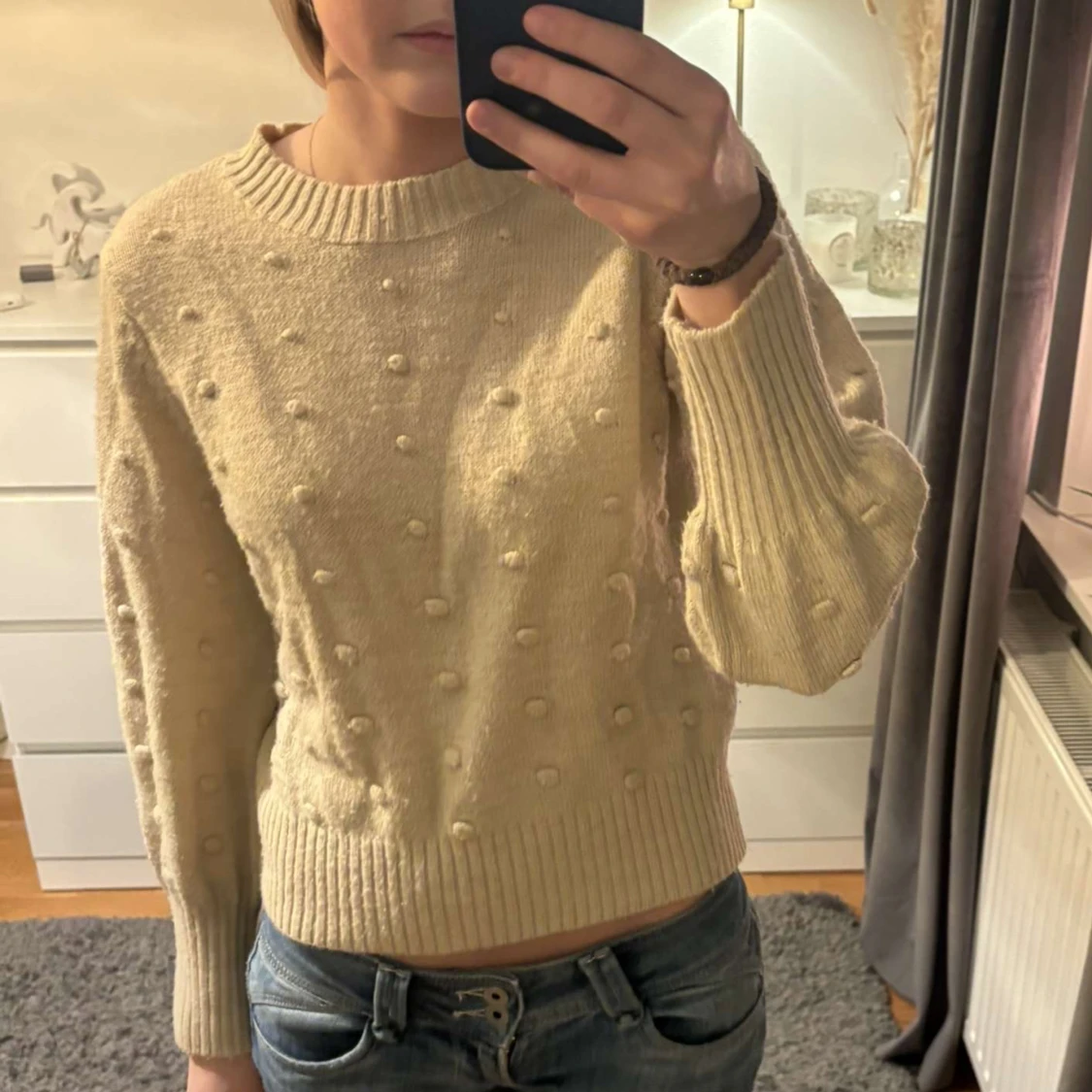 Beige stickad tröja från Object