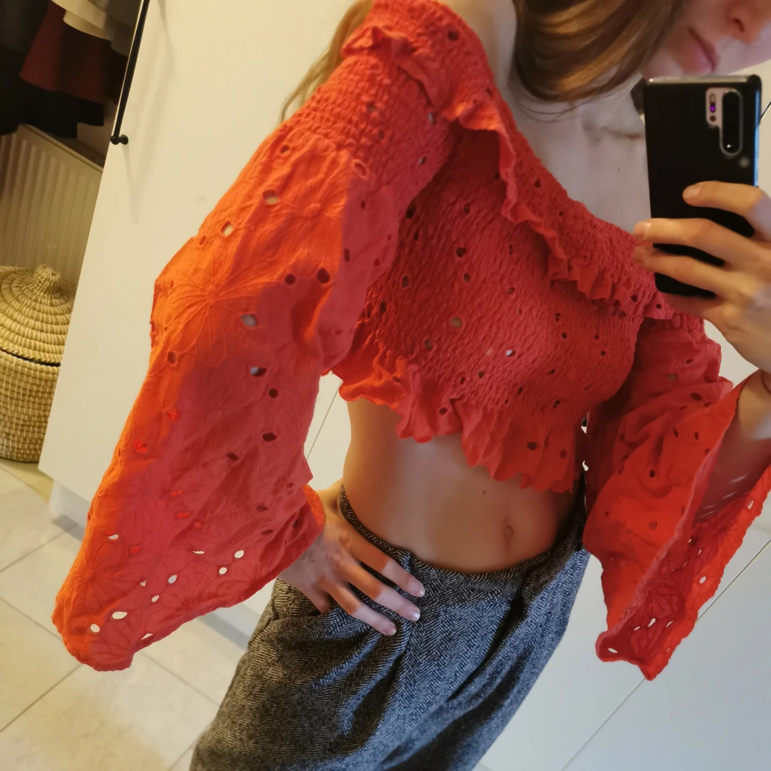 Orange offshoulder topp/blus