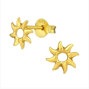 sol-örhängen 18k guldplätering - Örhängen i 925 silver med 18 karats - guldplätering 