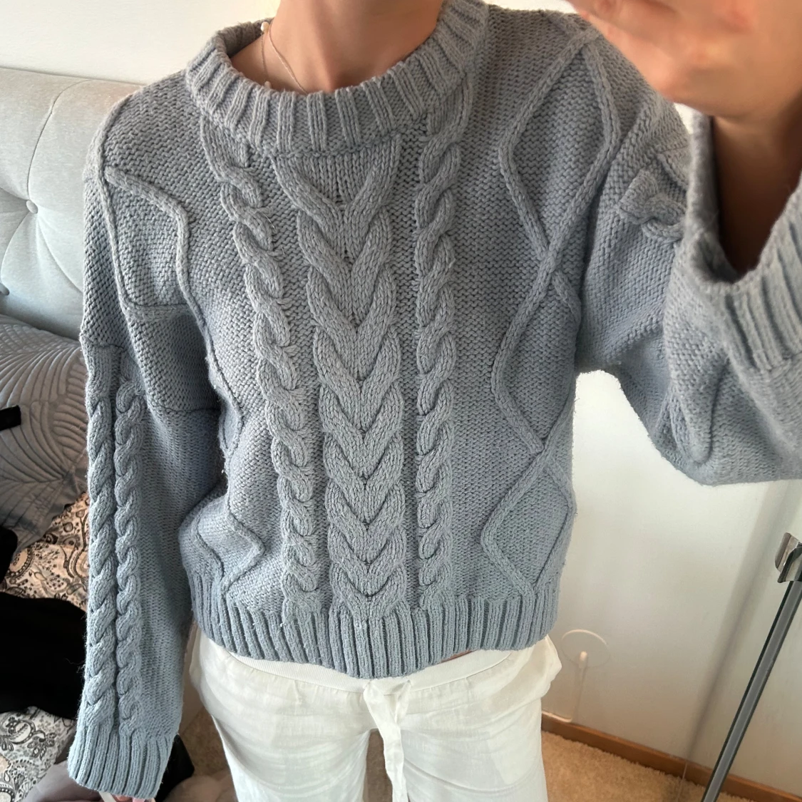 blå stickad tröja - 91