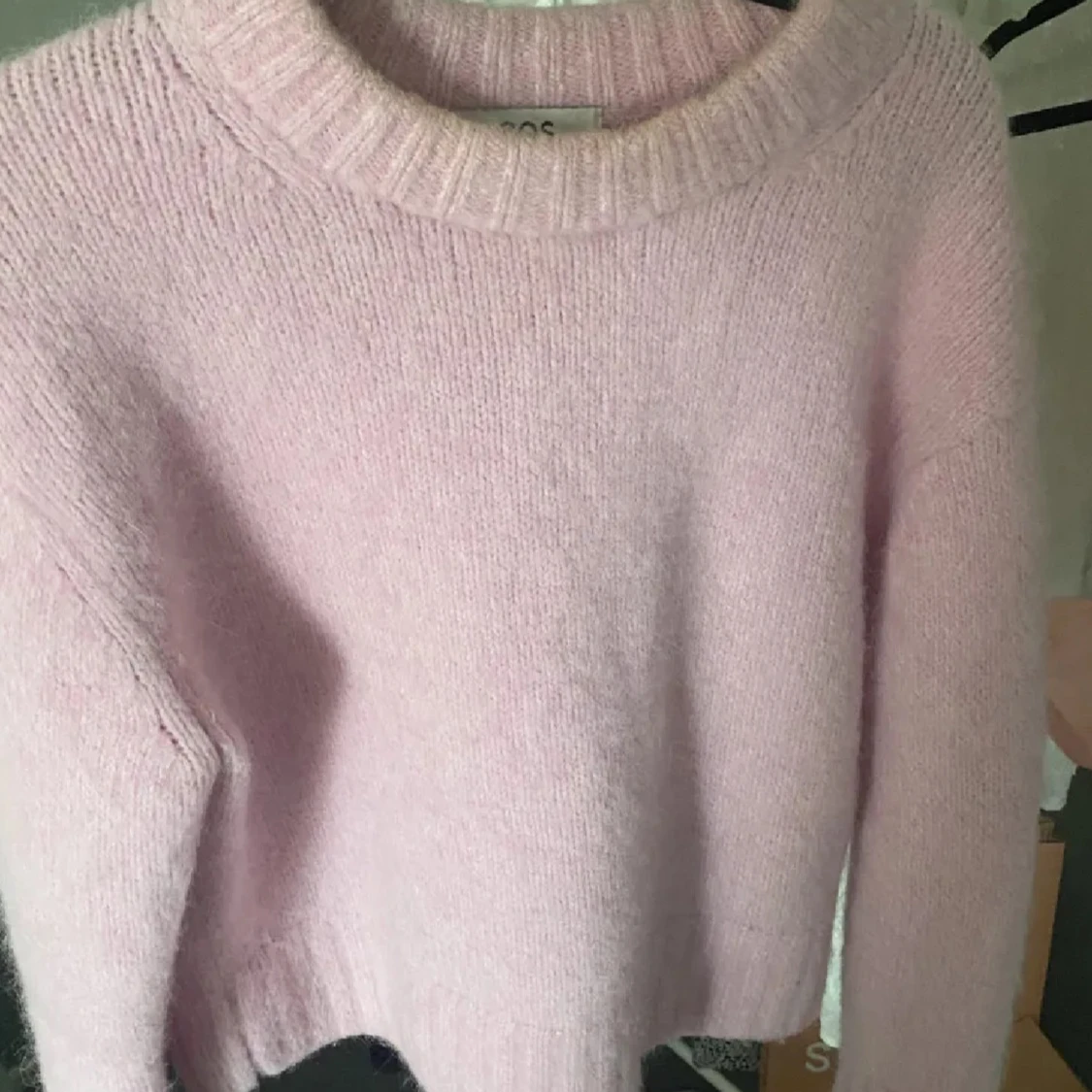 Rosa stickad tröja - 90