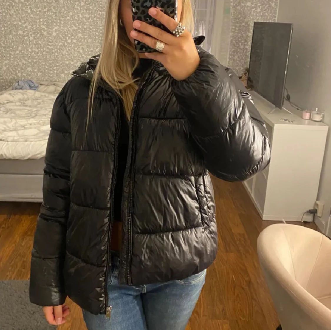 Svart pufferjacka - 90