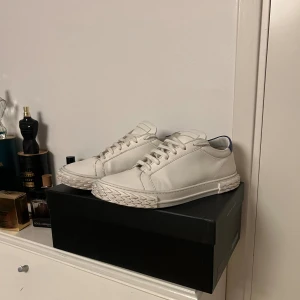 Vita sneakers från Giuseppe Zanotti - Säljer ett par stilrena vita sneakers från Giuseppe Zanotti. Skorna är i skinn och har en klassisk design med snörning. De kommer med originalförpackning och en svart dustbag. Nypris: 4300. Priset kan diskuteras vid snabb affär!