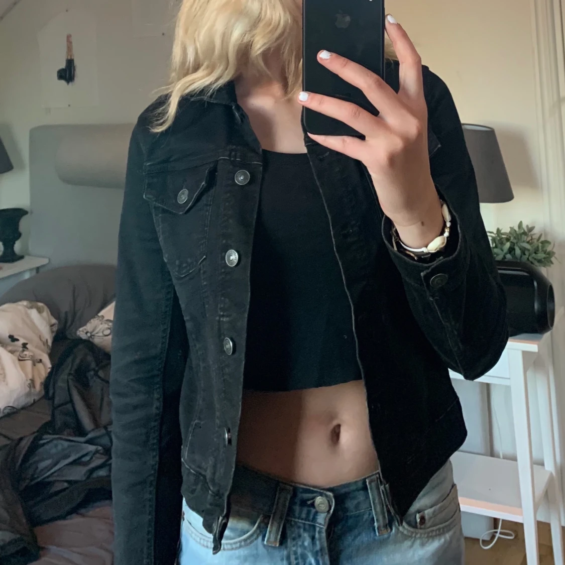 Svart jeansjacka - 90