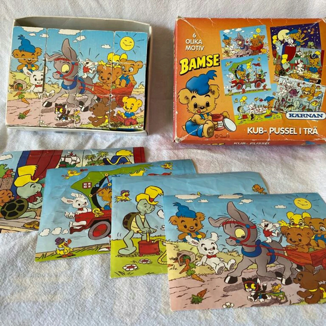 Bamse kub-pussel i trä - 90