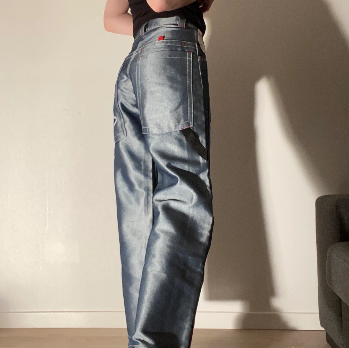 Silvriga/blåa jeans