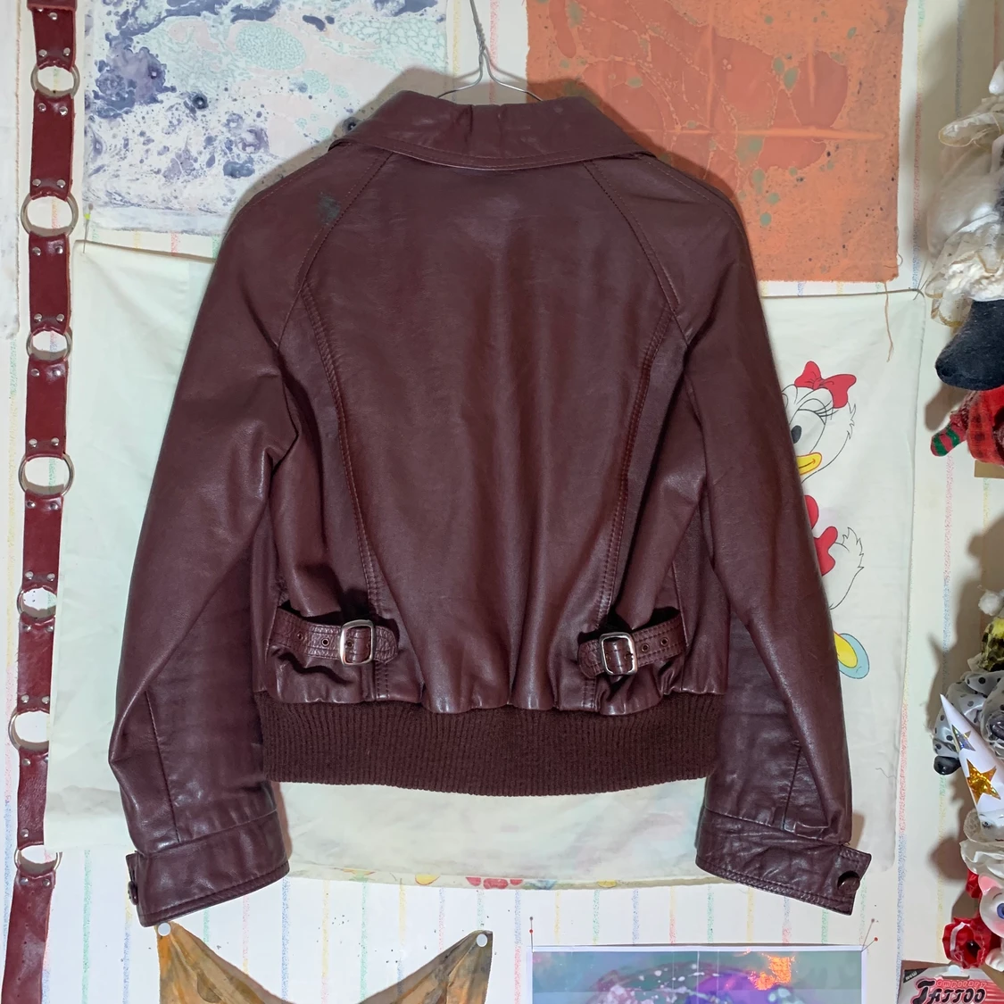 VINRÖD 70's SKINNJACKA, strl. S - 90